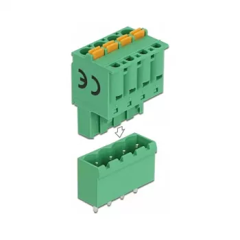 Delock PCB spaiļu bloka komplekts 4 kontakti 5,08 mm solis vertikāls (66501)