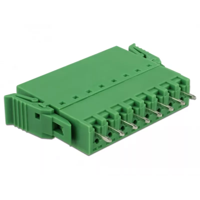 Delock PCB spaiļu bloku komplekts 8 kontakti 3,81 mm solis vertikāls zaļš (10 gabali) 65974