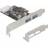 Delock PCI Express x1 kartes ar 2 x USB 3.2 Gen 1 Type-A, zema profila