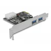 Delock PCI Express x1 kartes ar 2 x USB 3.2 Gen 1 Type-A, zema profila