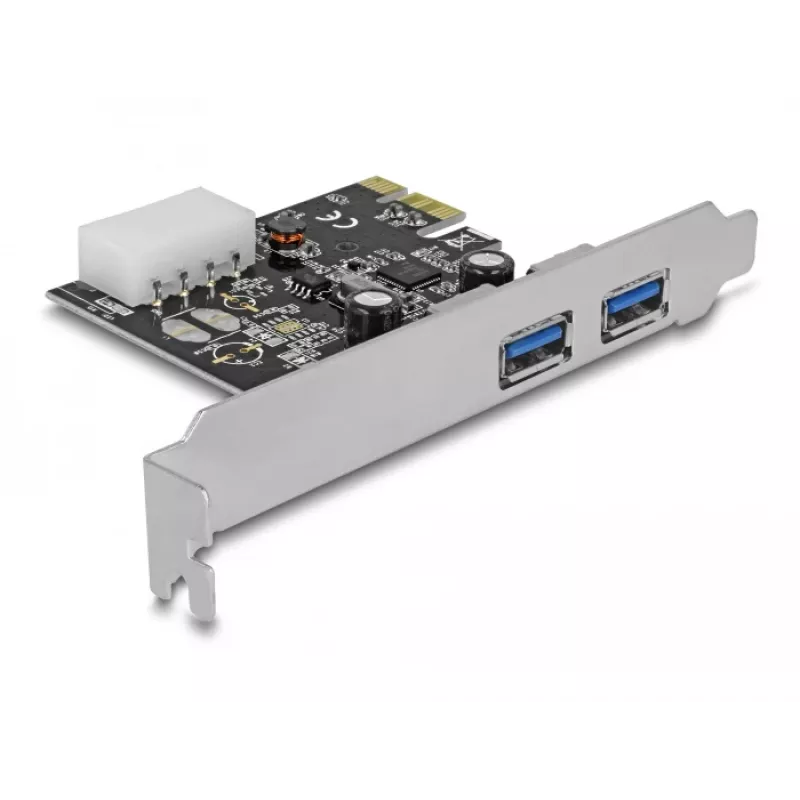 Delock PCI Express x1 kartes ar 2 x USB 3.2 Gen 1 Type-A, zema profila