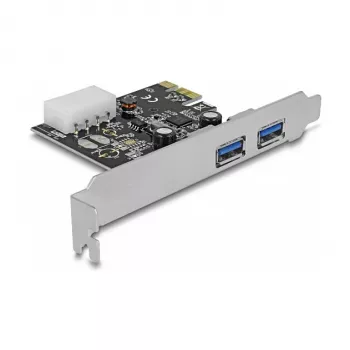 Delock PCI Express x1 kartes ar 2 x USB 3.2 Gen 1 Type-A, zema profila