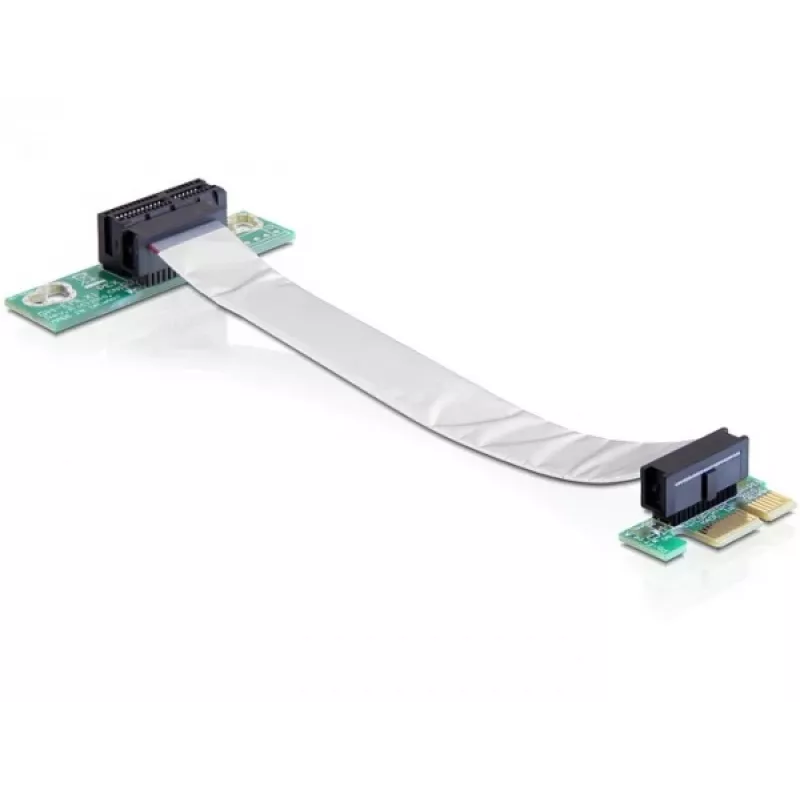 Delock PCI Express x1 uz x1 paplašinājuma karte ar elastīgu kabeli, 13 cm, kreisi orientēta