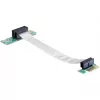 Delock PCI Express x1 uz x1 paplašinājuma karte ar elastīgu kabeli, 13 cm, kreisi orientēta