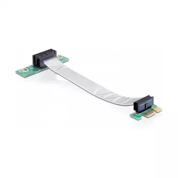 Delock PCI Express x1 uz x1 paplašinājuma karte ar elastīgu kabeli, 13 cm, kreisi orientēta