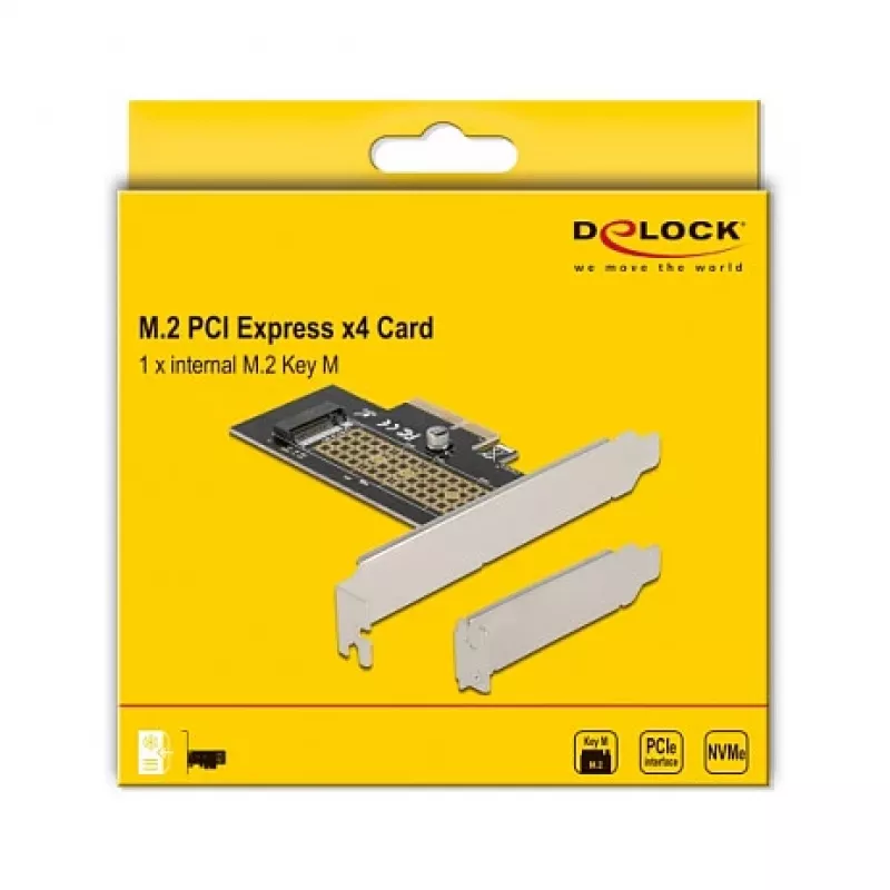 Delock PCI Express x4 kartes uz 1 x iekšējo NVMe M.2 Key M 80 mm - Low Profile formas faktors 90047