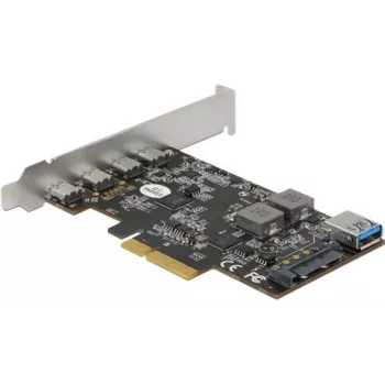 Delock PCI Express x4 kartīte ar 4 x USB Type-C + 1 x USB Type-A - SuperSpeed USB 10 Gbps - Low Profile formas faktors, USB kontrolieris