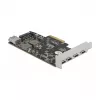 Delock PCI Express x4 kartīte ar 4 x USB Type-C + 1 x USB Type-A - SuperSpeed USB 10 Gbps - Low Profile formas faktors, USB kontrolieris