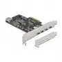 Delock PCI Express x4 kartīte ar 4 x USB Type-C + 1 x USB Type-A - SuperSpeed USB 10 Gbps - Low Profile formas faktors, USB kontrolieris