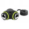 Delock RJ45 savienotājs Cat.6 Female to Female ar M23 x 1.5 mm vītni un aizsargvāciņu, 90° leņķī, IP68, melns