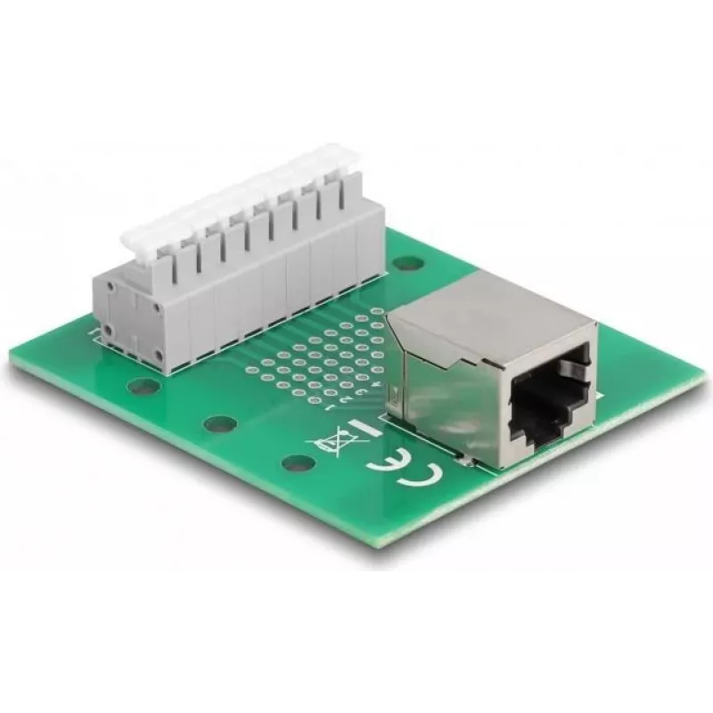 Delock RJ45 ligzda uz spaiļu bloku ar spiedpogu DIN sliedei 66992