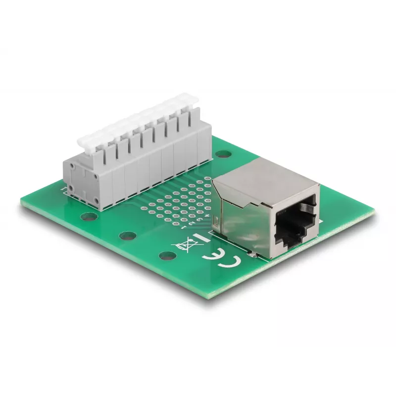 Delock RJ45 ligzda uz spaiļu bloku ar spiedpogu DIN sliedei 66992