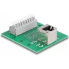 Delock RJ45 ligzda uz spaiļu bloku ar spiedpogu DIN sliedei leņķveida (66993)