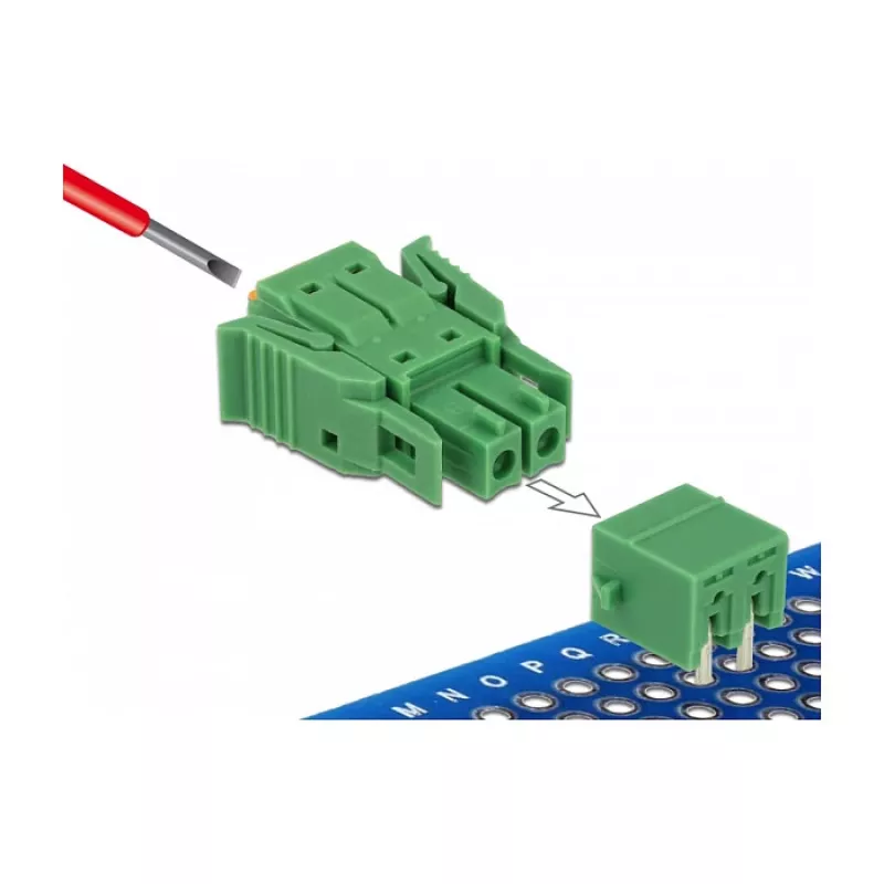 Delock spaiļu bloku komplekts PCB 2 kontaktu 3,81 mm solis horizontāls 65952