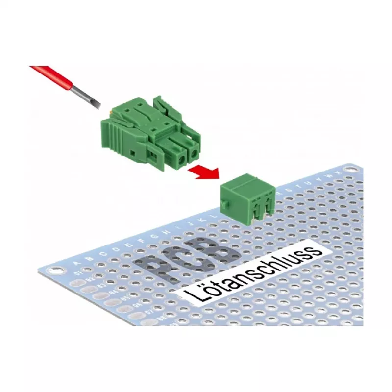 Delock spaiļu bloku komplekts PCB 2 kontaktu 3,81 mm solis horizontāls 65952