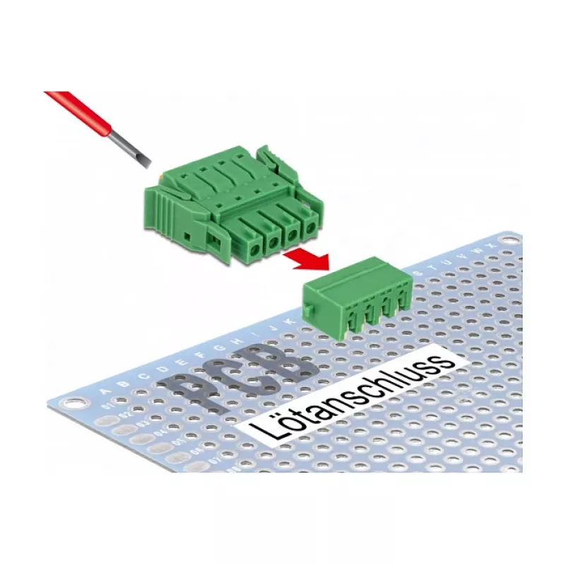 Delock spaiļu bloka komplekts PCB 4 kontakti 3,81 mm solis horizontāls (65954)