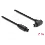 Delock TOSLINK kabelis, 90° leņķa savienotājs uz taisnu savienotāju, 4 mm diametrs, 2 m, melns