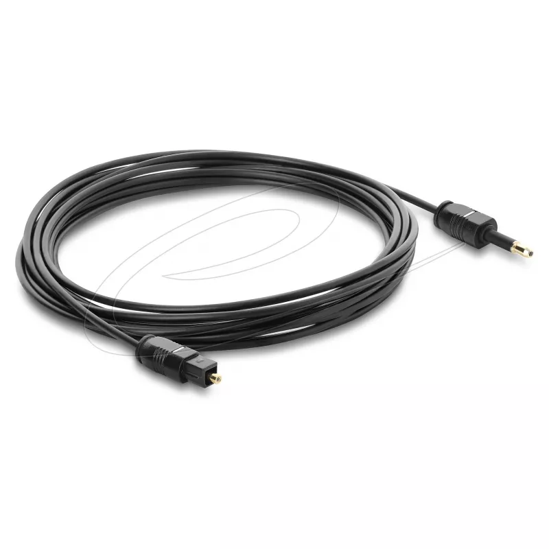 Delock TOSLINK kabelis Mini TOSLINK 3,5 mm vīrietis uz TOSLINK vīrietis, Ø 2,2 mm, 5 m, melns