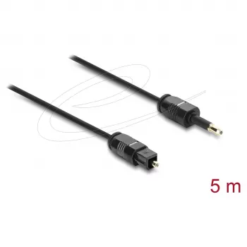Delock TOSLINK kabelis Mini TOSLINK 3,5 mm vīrietis uz TOSLINK vīrietis, Ø 2,2 mm, 5 m, melns