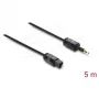 Delock TOSLINK kabelis Mini TOSLINK 3,5 mm vīrietis uz TOSLINK vīrietis, Ø 2,2 mm, 5 m, melns