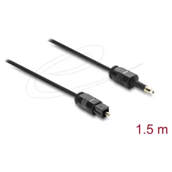 Delock TOSLINK kabelis Mini TOSLINK 3.5 mm ligzda uz TOSLINK ligzdu, Ø 2.2 mm, 1.5 m, melns