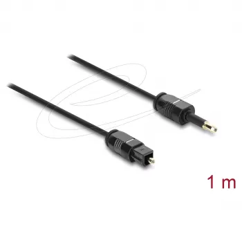 Delock TOSLINK kabelis Mini TOSLINK 3.5 mm spraudnis uz TOSLINK spraudni, Ø 2.2 mm, 1 m, melns
