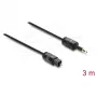 Delock TOSLINK kabelis Mini TOSLINK 3.5 mm spraudnis uz TOSLINK spraudni, Ø 2.2 mm, 3 m, melns