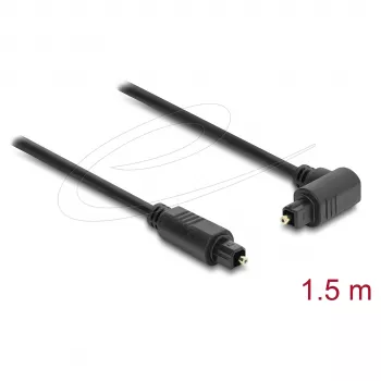 Delock TOSLINK digitālais optiskais audio kabelis, 90° leņķī uz taisnu, 1.5 m, 4 mm, melns