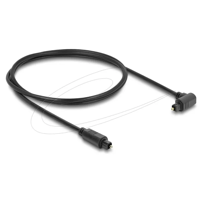Delock TOSLINK optiskais audio kabelis 1m - 90° leņķveida uz taisnu - 4mm - melns