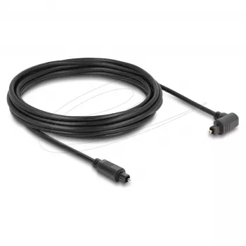 Delock TOSLINK optiskais audio kabelis 5m, 90° leņķa savienotāji, 4mm, melns