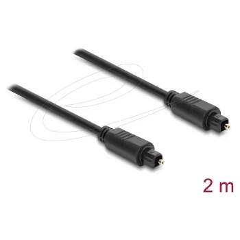 Delock TOSLINK optiskais audio kabelis, vīrietis-vīrietis, 4 mm, 2 m, melns