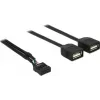 Delock USB 2.0 kontaktu savienotāja uz 2 x Type-A ligzdu adaptera kabelis 40 cm 83823