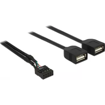 Delock USB 2.0 kontaktu savienotāja uz 2 x Type-A ligzdu adaptera kabelis 40 cm 83823