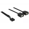 Delock USB 2.0 kontaktu savienotāja uz 2 x Type-A ligzdu adaptera kabelis 40 cm 83823