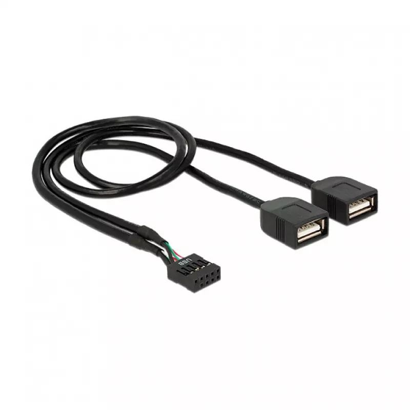 Delock USB 2.0 kontaktu savienotāja uz 2 x Type-A ligzdu adaptera kabelis 40 cm 83823