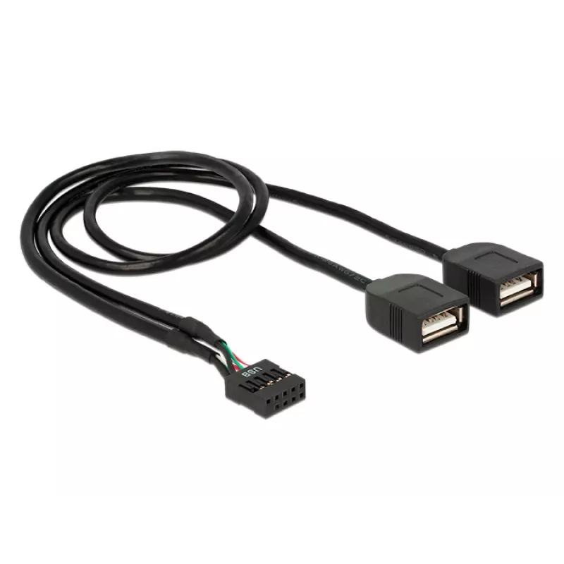 Delock USB 2.0 kontaktu savienotāja uz 2 x Type-A ligzdu adaptera kabelis 40 cm 83823
