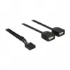 Delock USB 2.0 kontaktu savienotāja uz 2 x Type-A ligzdu adaptera kabelis 40 cm 83823