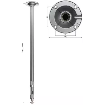 DELTA BR-60X120 Teleskopiskais griestu stiprinājums CCTV kamerām, 710–1220 mm, balts