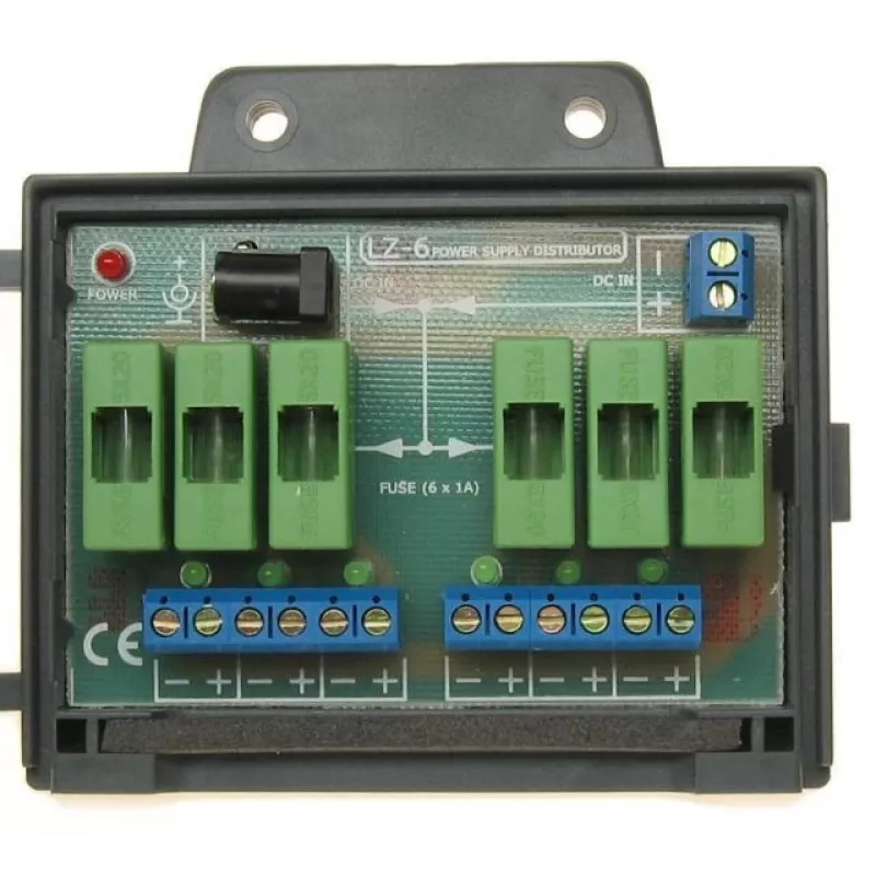 DELTA LZ-6 koaksiālais barošanas injektors, spaiļu bloks RG-6 kabelim, F-tipa ligzda, 12V līdzstrāva, melns