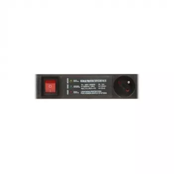 DELTA PD-6/R-SPD-3L 6 kontaktligzdu pārsprieguma aizsardzības pagarinātājs ar 2 polu slēdzi, 1.5m kabelis, E tipa kontaktligzdas, 2300W, melns