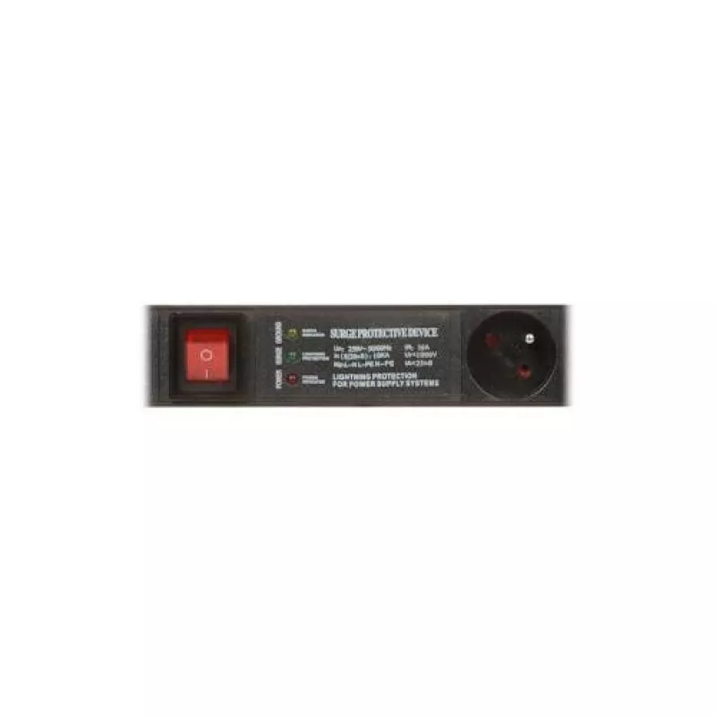 DELTA PD-6/R-SPD-3L 6 kontaktligzdu pārsprieguma aizsardzības pagarinātājs ar 2 polu slēdzi, 1.5m kabelis, E tipa kontaktligzdas, 2300W, melns
