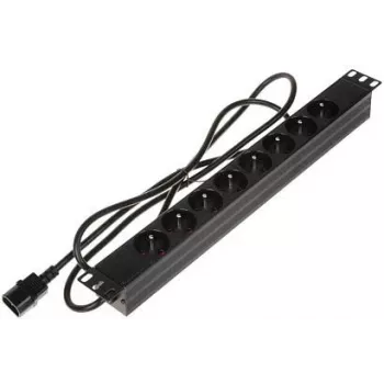 DELTA PD-8/R/IEC-N 8 kontaktligzdu 1U plaukta PDU, IEC C13, 10A, 250V, melns