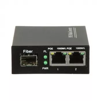 DELTA SPS-2P/1SFP Industriālais PoE+ Slēdzis, 2 Gigabit RJ45 + 1 SFP, 60W Budžets, DIN Sliede