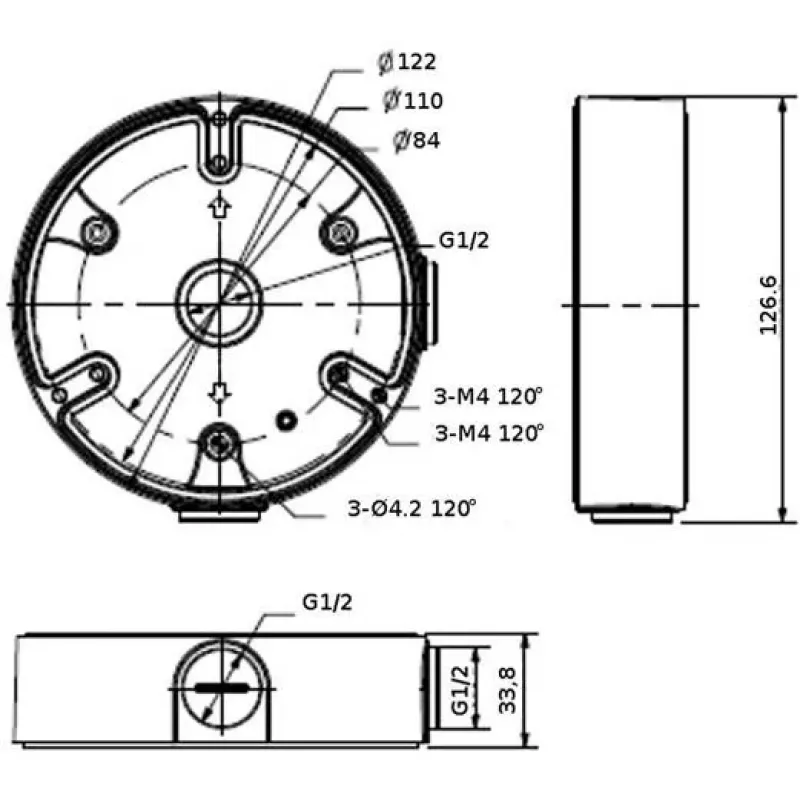 DELTA STG-PFA137 Melns stabu montāžas kronšteins Dahua kupolveida kamerām (80-150 mm stabi, alumīnijs)