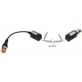 DELTA TR-1CD*P2 pasīvais video balun raiduztvērējs CVBS/AHD/HD-CVI/HD-TVI, BNC uz skrūvju spailēm, līdz 8MP 4K, 150-600m pa UTP