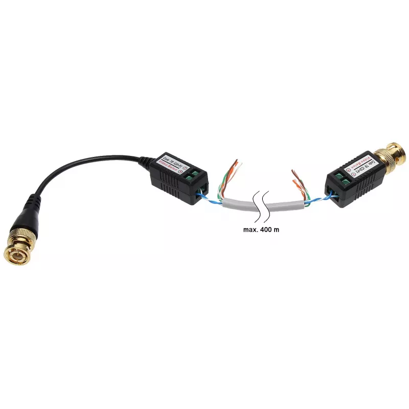 DELTA TR-1CD*P2 pasīvais video balun raiduztvērējs CVBS/AHD/HD-CVI/HD-TVI, BNC uz skrūvju spailēm, līdz 8MP 4K, 150-600m pa UTP