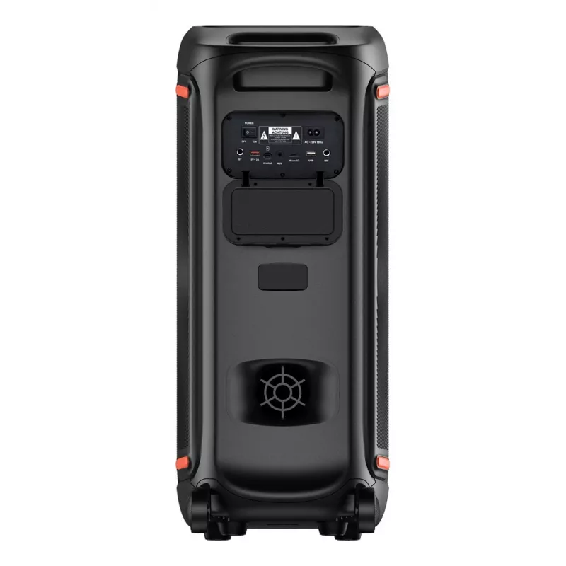Denver BPS-470 Bluetooth Party Speaker ar Karaoke, 2000W PMPO, 20W RMS, LED gaismas, FM radio, TWS, Mikrofons iekļauts, Melns
