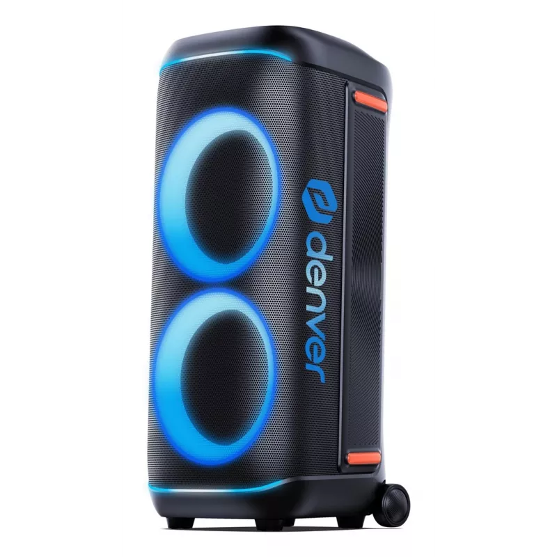Denver BPS-470 Bluetooth Party Speaker ar Karaoke, 2000W PMPO, 20W RMS, LED gaismas, FM radio, TWS, Mikrofons iekļauts, Melns