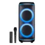 Denver BPS-470 Bluetooth Party Speaker ar Karaoke, 2000W PMPO, 20W RMS, LED gaismas, FM radio, TWS, Mikrofons iekļauts, Melns