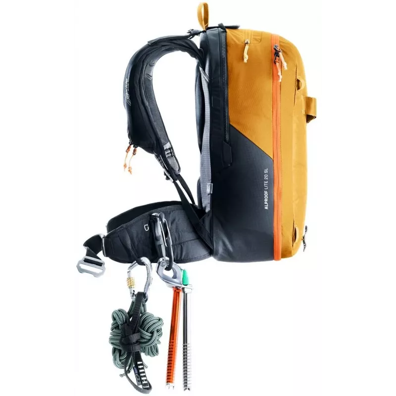 Deuter Alproof Lite 20 SL Lavīnas drošības mugursoma ar gaisa spilvenu + Wash Center I Tualetes piederumu soma Komplekts - Cinnamon/Black & Raisin/Caspia